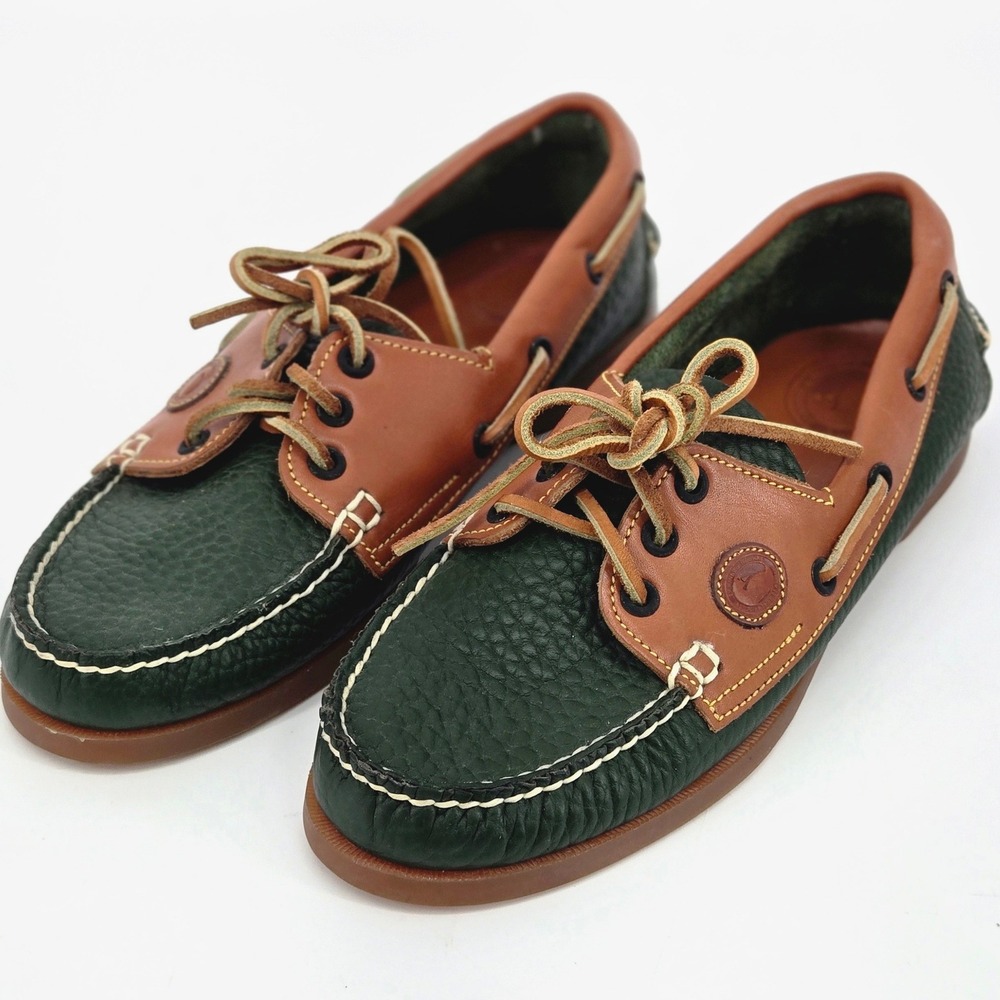 Dooney & Bourke Vintage Two Tone Pebbled Leather Boat Shoes Preppy NWOB 8